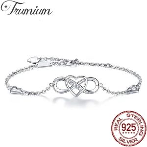 Ketting Trumium 925 sterling zilver damesarmbanden Infinity hart wit vergulde diamant verstelbare armband Moederdag meisje geschenken 231208