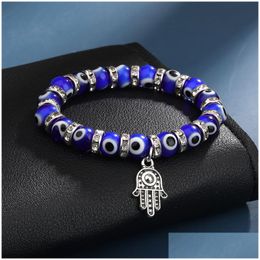 Chaîne Turquie Evil Blue Eyes Bracelets Perlés Hommes Femmes Religieux Hamsa Main Charme Bracelet Bracelets Bijoux Faits À La Main Drop Delivery Dhneo