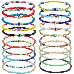 Cadena Ubjiwa Pulseras de mal de ojo Joyería hecha a mano Ajustable Nudo de cuentas mexicano Pulsera de cadena Rojo Negro Azul Mal de Ojo para mujeres Co Amslz