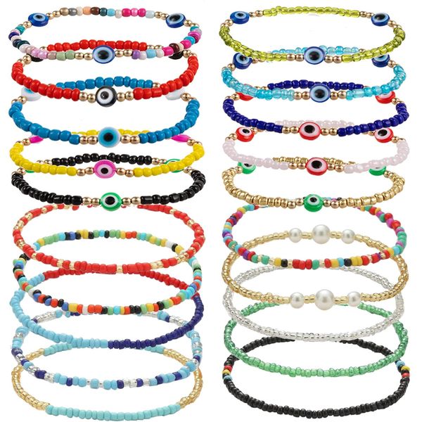 Chaîne Ubjiwa Evil Eye Bracelets Bijoux faits à la main Réglable Mexicain Perlé Noeud Corde Bracelet Rouge Noir Bleu Mal De Ojo Pour Les Femmes Co Amslz