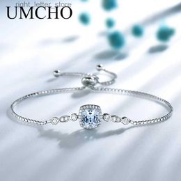 Chaîne UMCHO Nano aigue-marine Bracelets pour femme solide 925 en argent Sterling pierres précieuses bijoux fins YQ231208