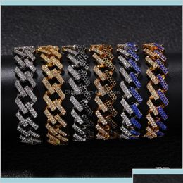 Chain Uni Hip Hop Bracelets en diamant simateux Bijoux de mode Bling Iced Out Miami Cuban Link Bracelet Charm Rhinestone Bangle RRNQC DRO DH0KA