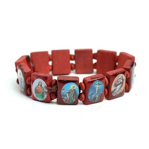 Keten vintage Jezus katholieke rozenwarmtewarmbanden unisex religieus geloof houten armband voor vrouwen mannen charme sieraden jubileum geschenken y240420