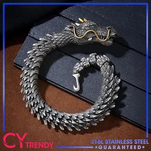 Ketting Vintage Heren Punk Dominante Oude Draak Snake Link Armbanden Accessoires Hiphop Stijl 925 Sterling Zilver Mode-sieraden231118