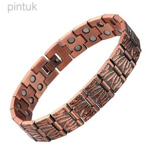 Ketting vintage rode koper kleur magnetische armband voor mannen vrouwen dubbele rij magneet gezonde energie armbanden armbanden luxe mannen sieraden d240419