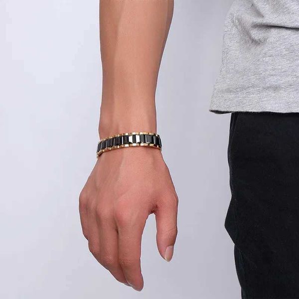 Cadena Vinterly Pulsera magnética Hombres Salud Energía Hematita Oro Negro Cerámica Pulsera para hombre Collar de joyería Q240401