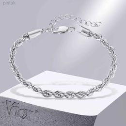 Cadena VNOX 2/3/4/4/5 mm Braceletas de cadena retorcida para mujeres Men Color de oro Lineta de acero inoxidable Joyería minimalista de metal Minimalista D240419
