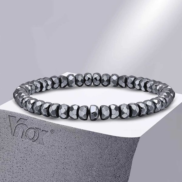 Chaîne Vnox 4mm/6mm puissance hématite unisexe Bracelets noir hommes femmes pierre naturelle perles Bracelets santé équilibre bijoux Q240401