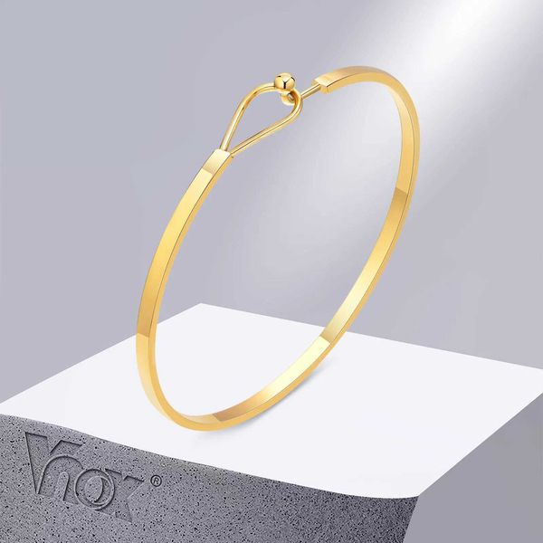 Chaîne Vnox Chic Manchette Bracelets Pour Femmes Couleur Or En Acier Inoxydable Bandes Minces Bracelet Saint Valentin Cadeaux De Fête D'anniversaire Q240401