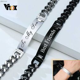 Chaîne Vnox Free Personnalis Noms Bracelets ID en acier inoxydable pour Mencustom Love Gift For Père Hus Fils 9/12 mm Widel240417