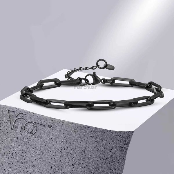 Cadena VNOX Papel de papel simple Pulsero de cadena de cadena 5 mm Pulsera de regalos de cadena ajustable de acero inoxidable Joyería 240325