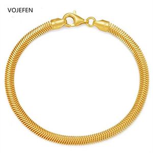 Chaîne VOJEFEN AU750 Bracelet à breloques 18K véritable or doux serpent chaîne Bracelet femmes de luxe de haute qualité bijoux exquis Q240401