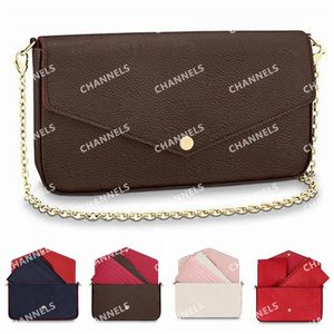 Kettingportefeuilles multi felicie pochette 3 in 1women tassen portemonnee portemonnee lederen schouder crossbody portemonnees avond230F