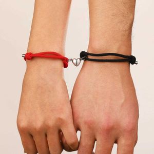 Keten Wanzhi magnetisch paar armbanden voor vrouwen en mannen creatief touw weven hanger trekt armband 2024 modieuze accessoires Y240420