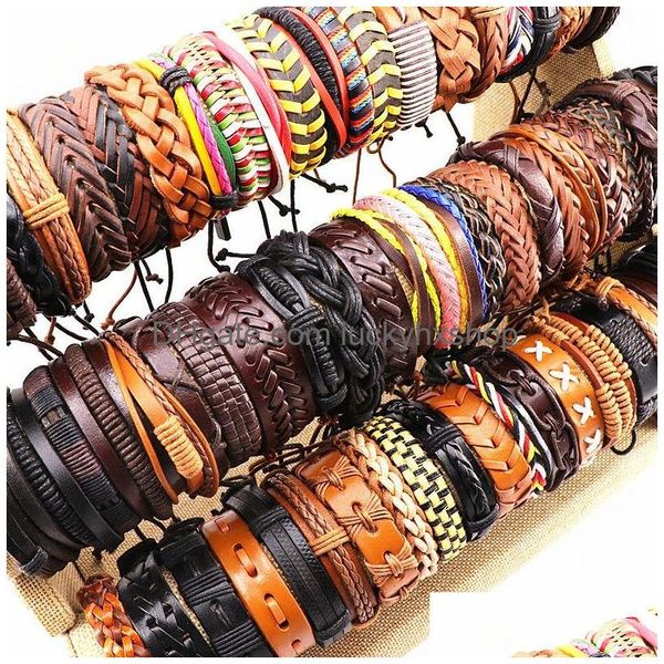 Chaîne en gros 100pcslots assortis vintage à la main hommes manchette en cuir tressé bijoux bracelets bracelet bracelet pour femmes 230710 Drop de Dhwqe