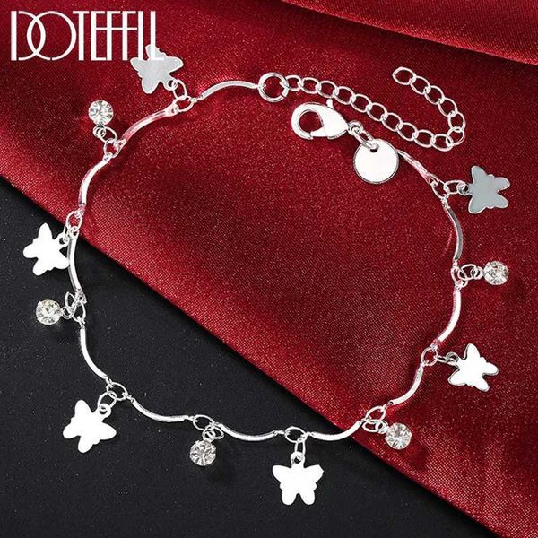 Chaîne en gros argent plaqué assez joli papillon bracelet bracelet charme de mode de cheville mignonne femme fêne dame cadeau y240420