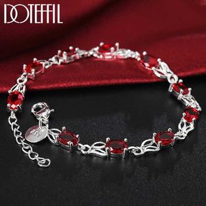 Chaîne Wild Red Crystal Chain Hot New Silver Color Bracelets For Women Fashion Lady Wedding Party Christmas Gifts Bijoux Y240420
