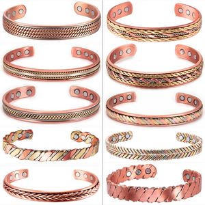 Chaîne Femmes Tibétain Pur Cuivre Magnétique Bracelet De Guérison Inde Motif Hommes Spirituel Yoga Bijoux Réglable Corde Incrustation Style 230511