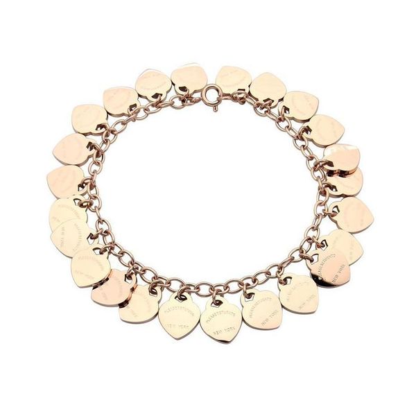 Chaîne Womens 24 Bracelets de cœur Bijoux de créateurs de mains Bijoux MTI Bracelet Gold / Sier / Rose Gold FL MARCH AS