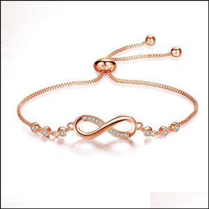 Chaîne Femmes 8 Forme Lien Bracelet Réglable En Acier CZ Strass Infini Charme Bracelet De Cheville Pour Sa Saint Valentin Fête Des Mères Dhgarden Dh3Jg