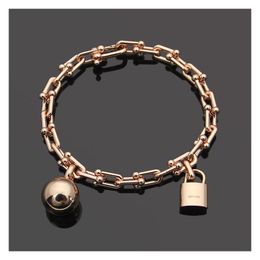 Ketting dames slotbal handarmbanden ontwerper sieraden single layer armband goud/ sier/ rose fl -merk als kerstdruppel levering dhmry