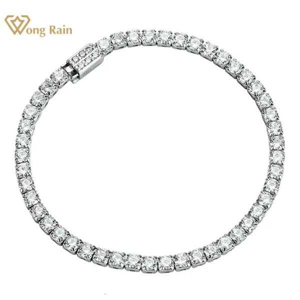 Chaîne Wong Rain 925 Sterling Silver Lab Saphir Diamants à haute teneur en carbone Pierres précieuses Mariage Tennis Bracelet Bracelet Fine Bijoux En gros 231027