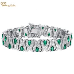 Chain Wong Rain Bohemen 925 Sterling Zilver 10 MM Emerald High Carbon Diamanten Edelsteen Luxe Vrouwen Armband Fijne Sieraden Geschenken 230506