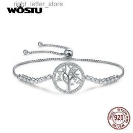 Catena WOSTU Autentico argento sterling 925 Albero della vita Bracciale da tennis Donna Bracciale a catena a maglia regolabile Gioielli in argento CQB035 YQ231208