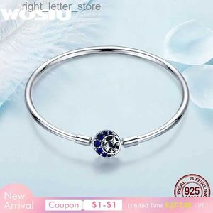 WOSTU Echt 925 Sterling Zilver Blauwe CZ Maan en Ster Armband Bangles voor Vrouwen Sterling Zilveren Sieraden S925 SCB080 YQ231208