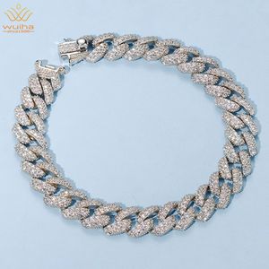 Chaîne WUIHA Hip Hop Rock Solid 925 Sterling Silver Créé Diamants Cuba Bracelets pour Hommes Femmes Fine Jewelry Drop 230508