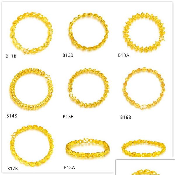 Chaîne X Forme Cygne Rond Bracelets En Or Jaune 6 Pièces Style Mixte Brand New High Grade Fashion Womens 24K Bracelet Drop Delivery Je Dha9E