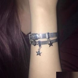 Chaîne Y2K Harajuku Star Charms Bracelets de ceinture en acier Bracelets pour femmes Egirl Punk Cool Pentagram Bracelet sur la main Bijoux 230508 Drop Dhbpv