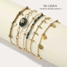 Chaîne Yakang Bracelet chaîne en acier inoxydable PVD plaqué or 18 carats adapté au charme des femmes Turquoise africaine pierre naturelle bijoux de mode cadeaux 24325