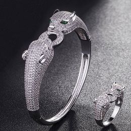 Chaîne Zlxgirl deux léopard Animal bracelet femmes taille bijoux marque cubique zircone amour Anel hommes anniversaire 230518