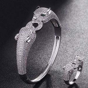 Keten Zlxgirl Two Leopard Animal Bangle Women Size juwelenmerk kubieke zirconia love bangle anel mannen jubileum sieraden 230506