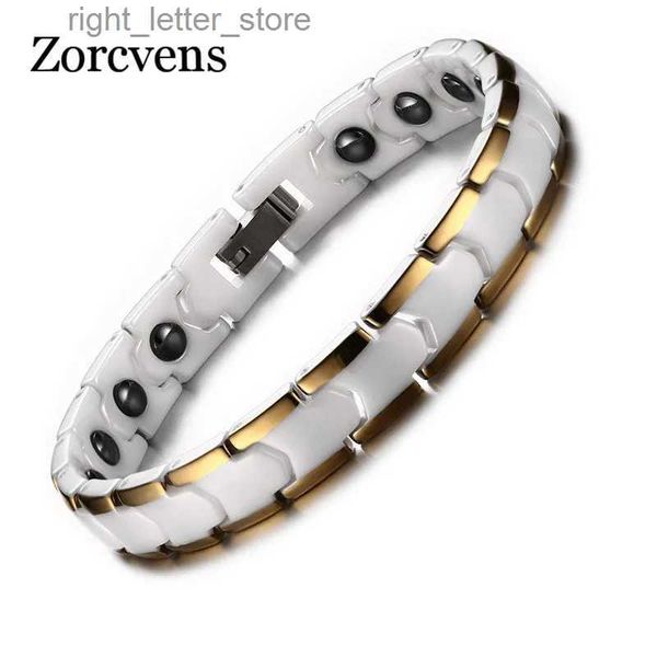 Chaîne ZORCVENS Bracelet de relation pour femmes Bracelet d'alerte médicale en céramique avec aimant chaîne de main saine YQ231208