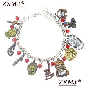 Keten ZXMJ Jason Voorhees Bracelet Horror Movie Black Friday Cartoon Figuur Bracabelets Charm Vintage voor Halloween -sieradengeschenken Drop Dhnr1