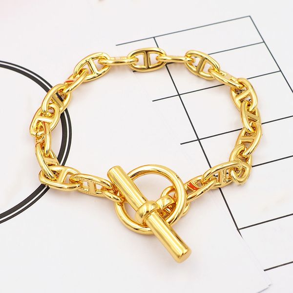 Chaine d'Ancre Bracelet H pour femme couple créateur Plaqué Or 18K T0P compteur le plus élevé Advanced Materials marque créateur mode luxe cadeau d'anniversaire 016