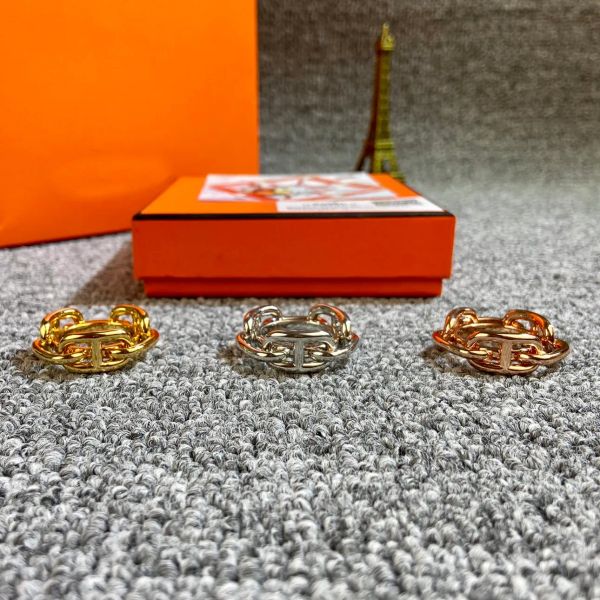 Chaine d Ancre Enchainee anillo H para mujer pareja de diseñadores Chapado en oro de 18 quilates tamaño de diamante 6-8 T0P contador más alto Materiales avanzados Regalo europeo Con caja original