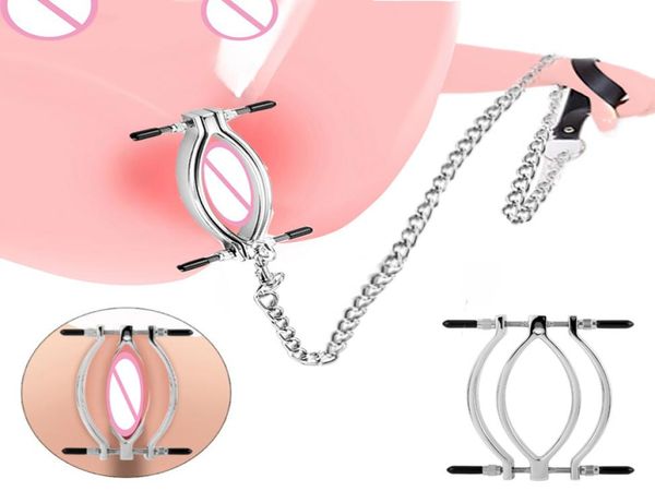 Clips de labios encadenados juguetes para adultos vaginales metal bdsm clampas de clítoris esclavos juguetes sexuales conjuntos de esclavitud tortura play6172871