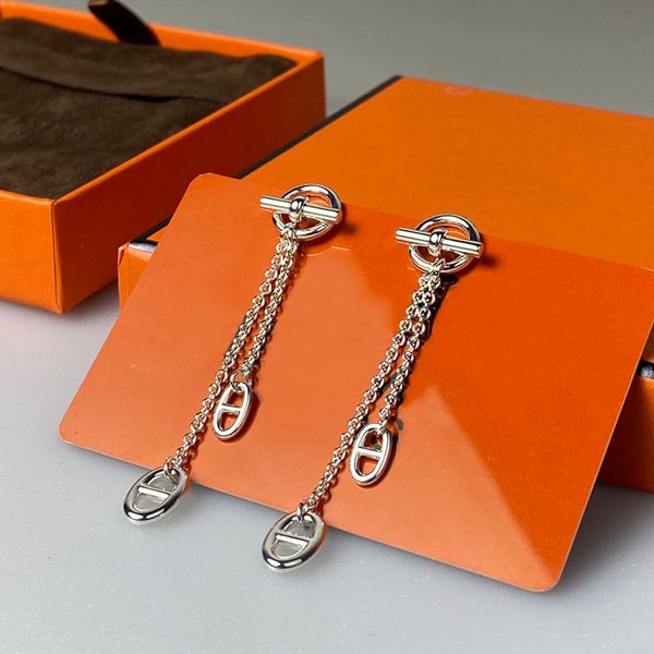 CHAINES D ANCRE Boucles d'oreilles breloque H pour femme créateur argent 925 T0P Advanced Materials reproductions officielles marque bijoux créateur 003