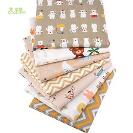 Chainho, 7 stks / partij, cartoon serie, bedrukte twill katoenen stof, patchwork doek, DIY naaien quilten materiaal voor babykinderen 210702