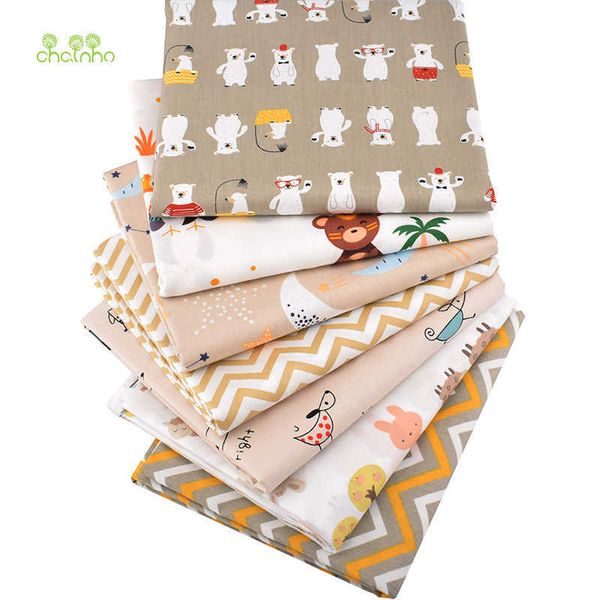 Chainho, 7 pièces/lot, série de dessins animés, tissu en coton sergé imprimé, tissu Patchwork, matériel de couture bricolage pour bébés enfants 210702