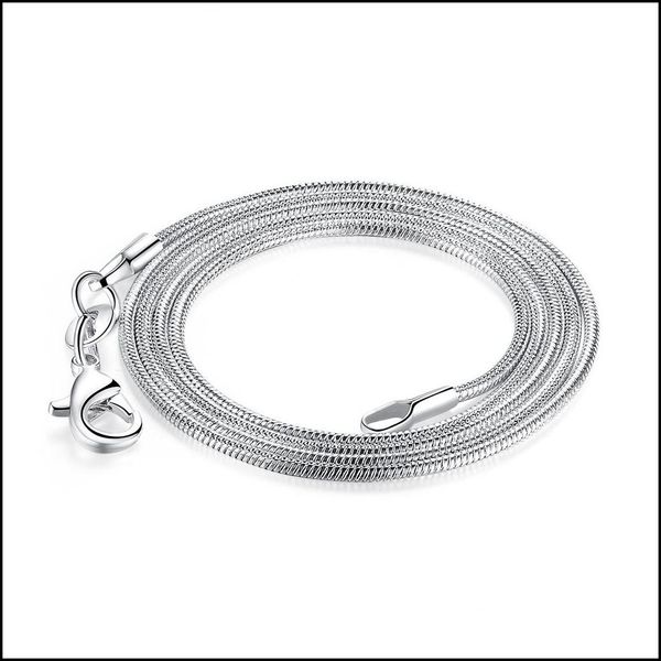 Cadenas 1 2 Mm 925 Sterling Sier Plateado Cadenas De Serpiente Lisas Collares De Mujer Tamaño De Joyería 16 18 20 22 24 26 28 30 Pulgadas Gota Al Por Mayor D Dhdfw020