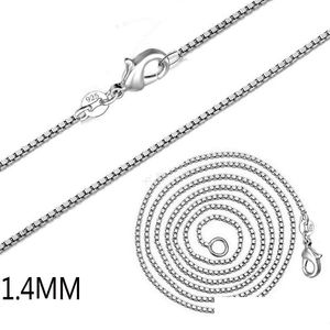 Chaines 1,4 mm 925 Collier de chaîne de boîte tamponnée Sterling Sier pour hommes Fomes Fashion Lobster fermoir de bijoux en forme 16 18-24 DROP DEV DHPX7