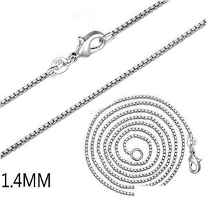 Cadenas 1,4 mm 925 Caja estampada Collar de cadena Sterling Sier para hombres Mujeres Moda Cierre de langosta Ajuste Fabricación de joyas 16 18-24 Gota Entregar DHHCH