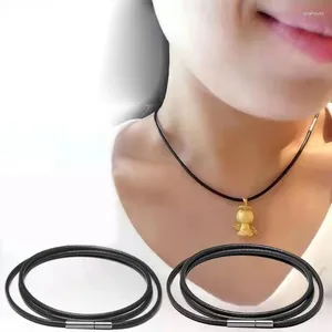 Chaînes 1.5 / 3mm Collier Cordon Cuir Noir Cire Corde Chaîne de dentelle avec boucle rotative en acier inoxydable pour bijoux de bricolage