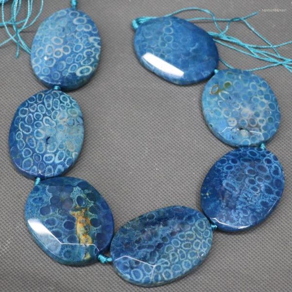 Chaînes 1 brin complet bleu Druzy dalle tranche collier perles à facettes bricolage gemmes pierre connecteur pendentif 15.5 pouces