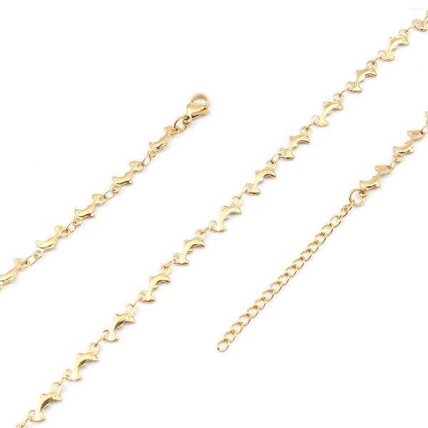 Chaînes 1 PC 45cm 304 Collier En Acier Inoxydable Pour Hommes Femmes Bijoux Feuille Or Couleur DIY Boucles D'oreilles Résultats En Gros