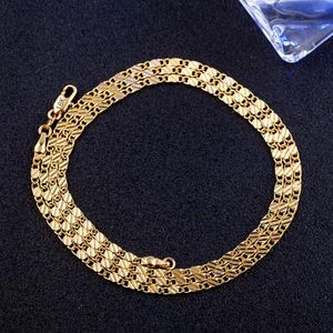 Chaînes 1 PCS 18K Plaqué Or 16-30 Pouces 2.5MM Chaîne Gourmette Plate Collier Bijoux De Mode Pour Garçons Et Filles